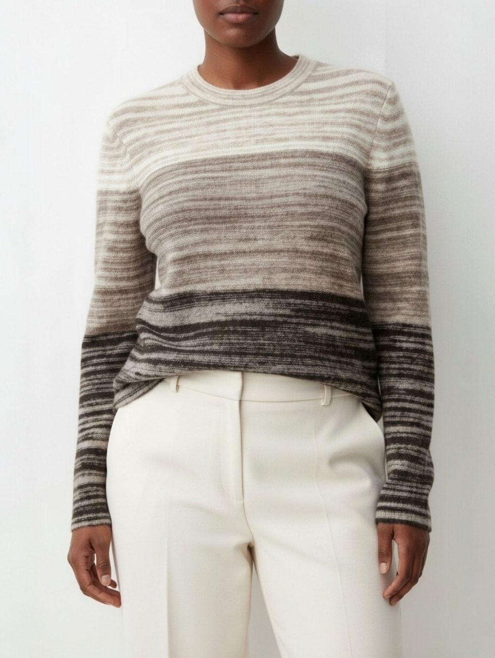 James Perse Wool Blend Sweater Ombre Stripe Crewneck Minimalist Size 1